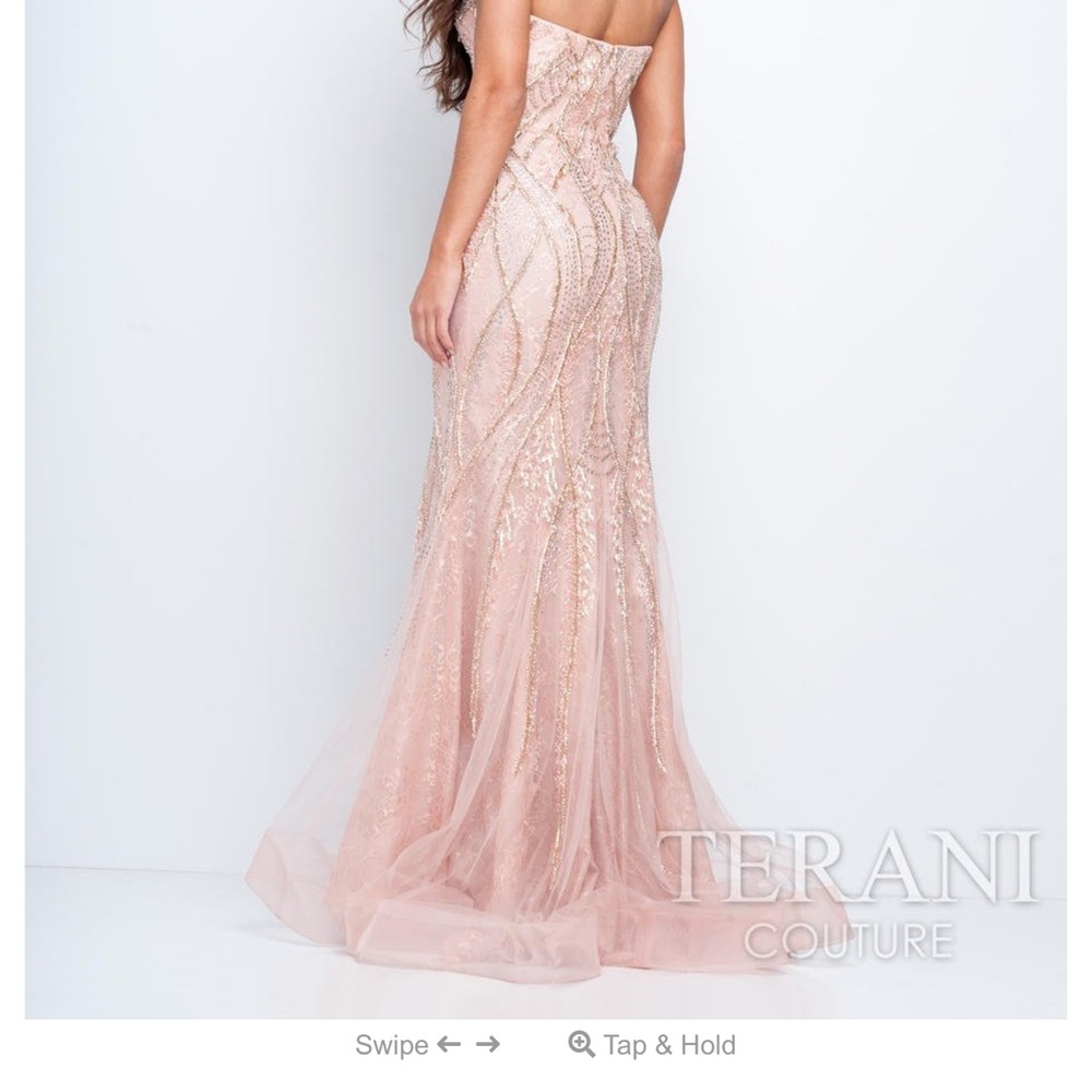 Terani Couture Blush Sequin Strapless Dress